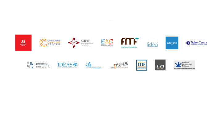 Logos of the 15 think tanks from 14 countries that joined on creating the Accelerating access to medicines statement.