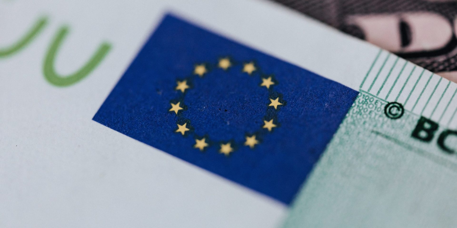 Symbol of European Union on banknote