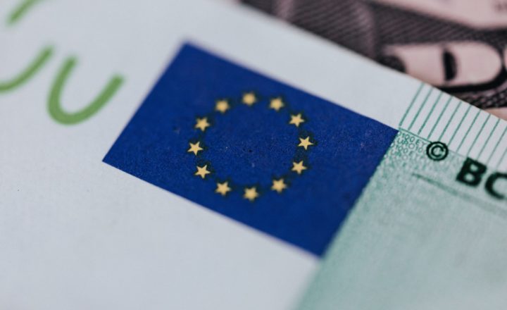 Symbol of European Union on banknote