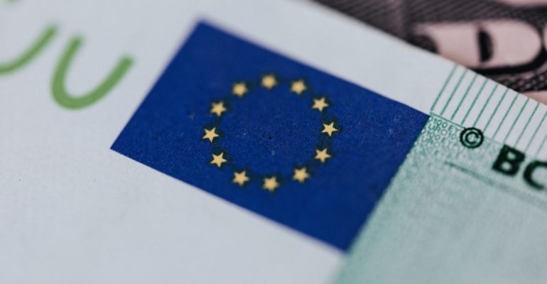 Symbol of European Union on banknote